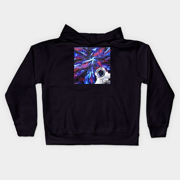 Galaxy Exploring Astronaut Kids Hoodie by BrittaniRose